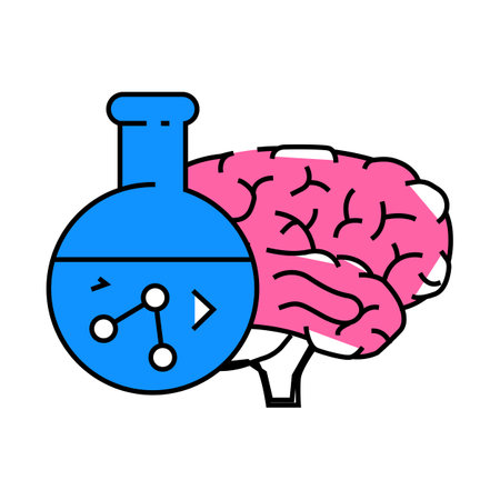 science brain icon color illustration