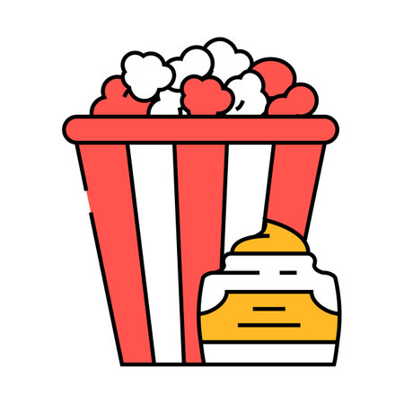 caramel popcorn food icon color illustrationのイラスト素材