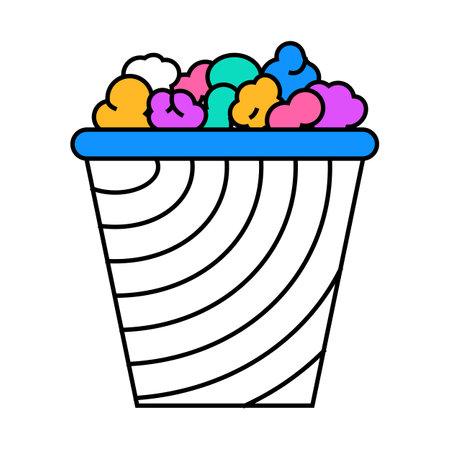sweet rainbow popcorn food icon color illustrationのイラスト素材