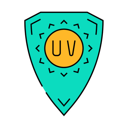 uv protection product label warning icon color illustrationのイラスト素材