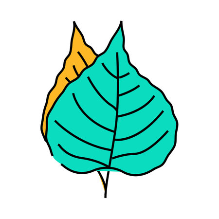 bodhi leaf buddhism icon color illustrationのイラスト素材