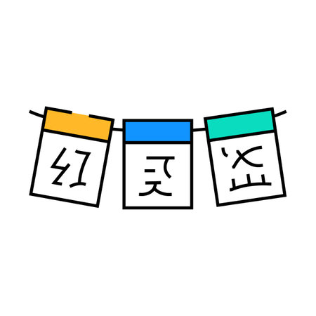 prayer flags buddhism icon color illustrationのイラスト素材
