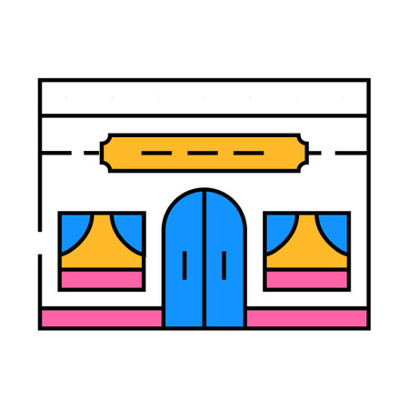 retro cafe street icon color illustrationのイラスト素材