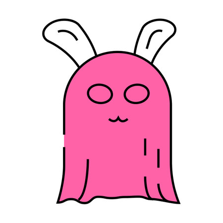 bunny ghost icon color illustrationのイラスト素材