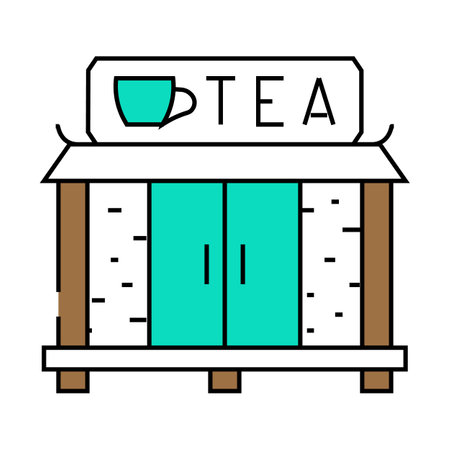 tea house street cafe icon color illustrationのイラスト素材