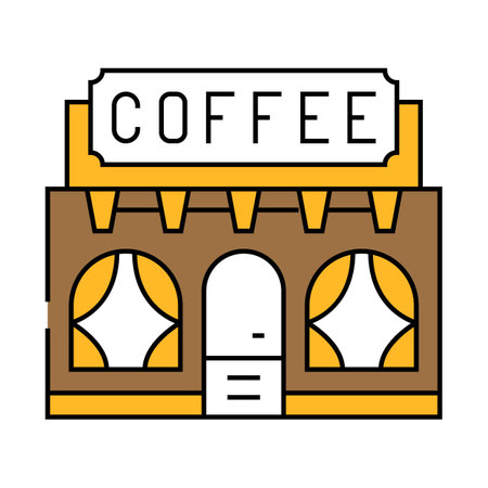 coffeehouse street cafe icon color illustrationのイラスト素材