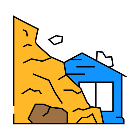 landslide disaster icon color illustrationのイラスト素材