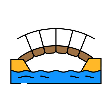 wooden bridge icon color illustrationのイラスト素材