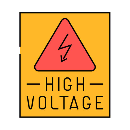 high voltage warning electric icon color illustrationのイラスト素材