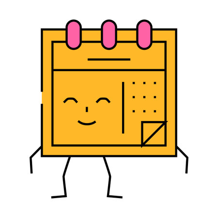 calendar school character icon color illustrationのイラスト素材