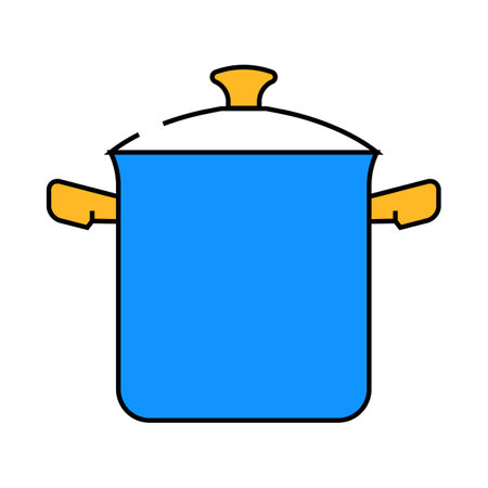 kitchen pot cooking icon color illustrationのイラスト素材