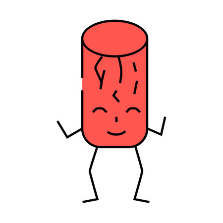 pepperoni meat character icon color illustrationのイラスト素材