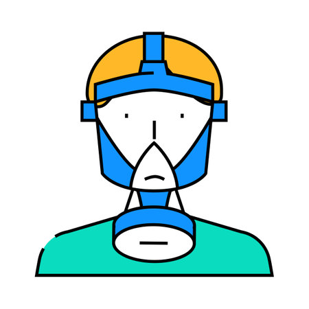 radioactive mask face icon color illustrationのイラスト素材
