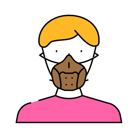 respirator mask face icon color illustrationのイラスト素材