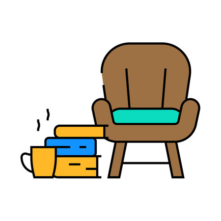 cozying up with a book autumn icon color illustrationのイラスト素材