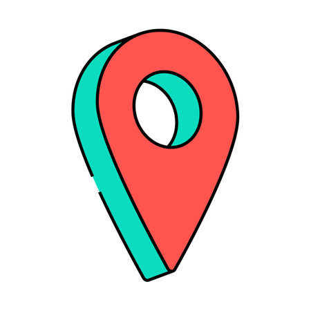 red pointer map location icon color illustrationのイラスト素材