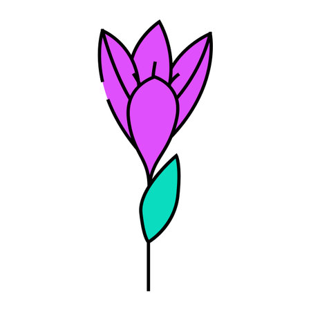 crocus flower spring icon color illustrationのイラスト素材