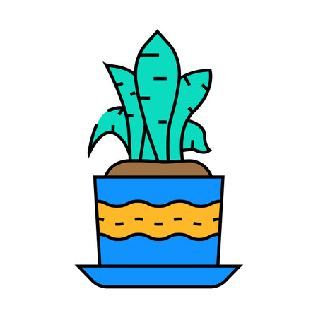 indoor plants urban gardening icon color illustrationのイラスト素材