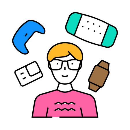 gadget geek tech enthusiast icon color illustrationのイラスト素材