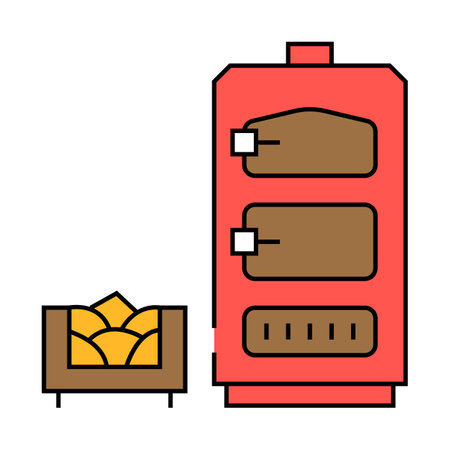 boiler biomass energy icon color illustrationのイラスト素材