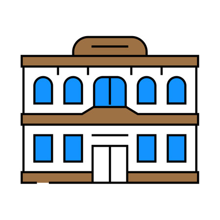 business bank building icon color illustrationのイラスト素材