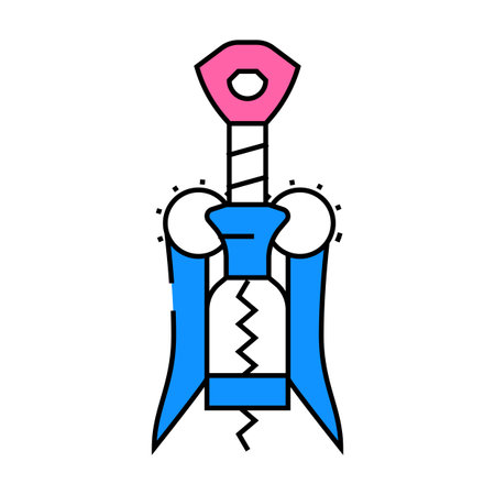 corkscrew hand wine icon color illustrationのイラスト素材