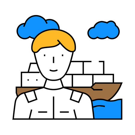marine engineer worker icon color illustrationのイラスト素材