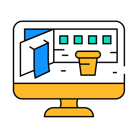 virtual trade show icon color illustrationのイラスト素材