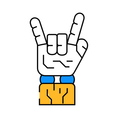 rock and roll robot hand gesture icon color illustrationのイラスト素材
