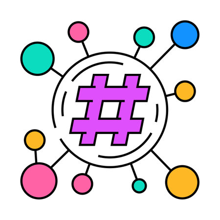 hashtag marketing social media icon color illustrationのイラスト素材