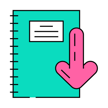 notepad download file icon color illustrationのイラスト素材