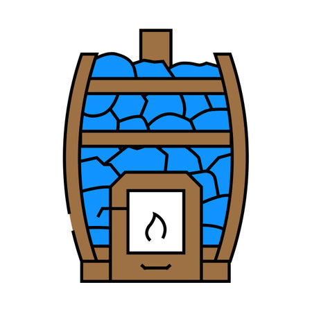 stove sauna icon color illustrationのイラスト素材