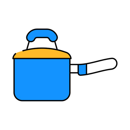 saucepan pot cooking icon color illustrationのイラスト素材