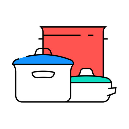 kitchenware pot cooking icon color illustrationのイラスト素材