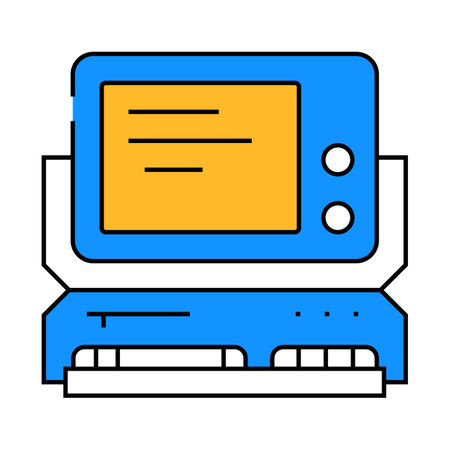 computer pc retro gadget icon color illustrationのイラスト素材