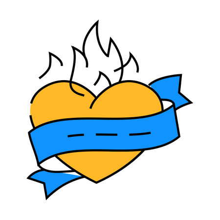 heart art tattoo vintage icon color illustrationのイラスト素材