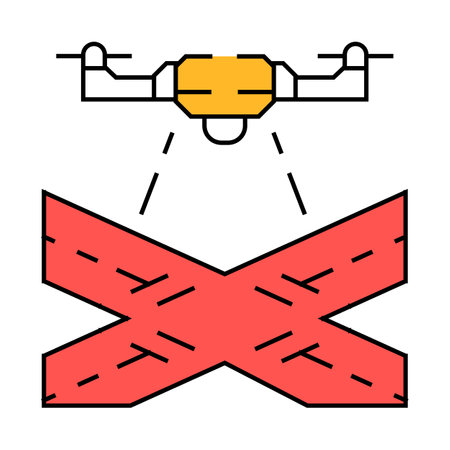 traffic monitoring drone icon color illustrationのイラスト素材