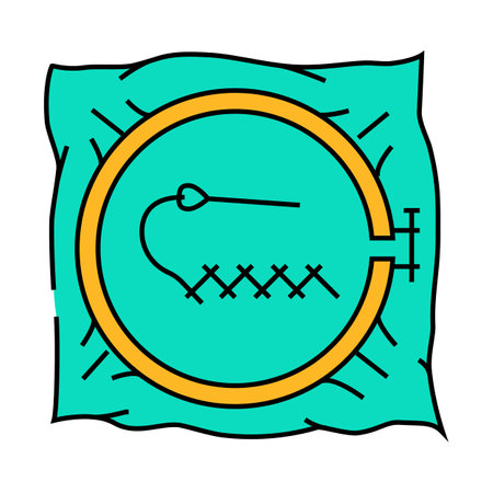 stitches embroidery hobby icon color illustrationのイラスト素材