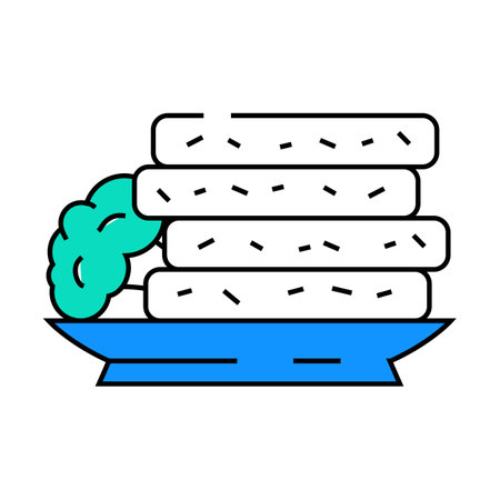 broccoli pancakes icon color illustrationのイラスト素材