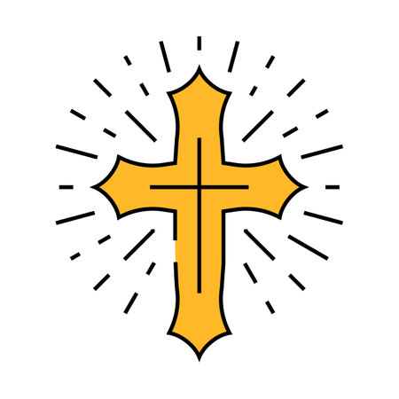 cross tattoo art vintage icon color illustrationのイラスト素材