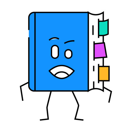 flat happy book character icon color illustrationのイラスト素材