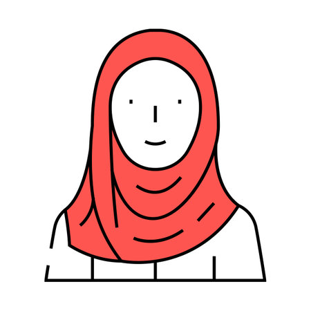 hijab headscarf islam icon color illustrationのイラスト素材