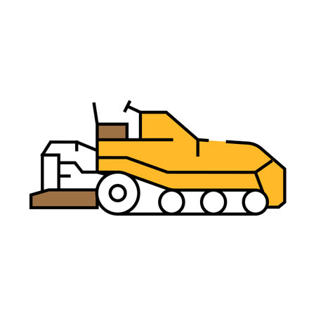 asphalt paver construction vehicle icon color illustrationのイラスト素材