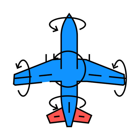 flight control system aeronautical engineer icon color illustrationのイラスト素材