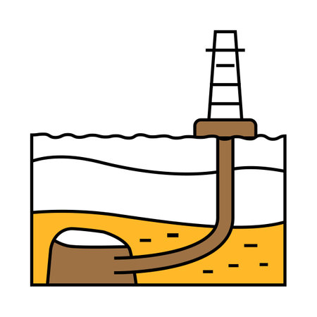 directional drilling petroleum engineer icon color illustrationのイラスト素材