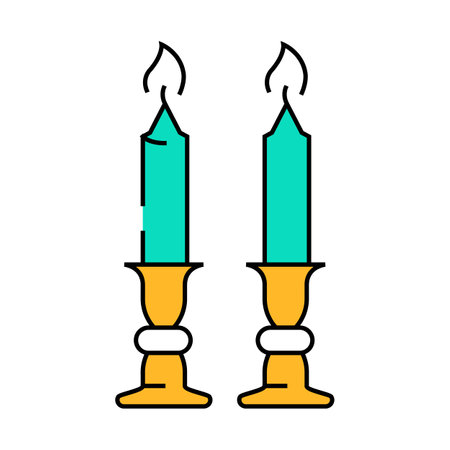 shabbat candles jewish icon color illustrationのイラスト素材
