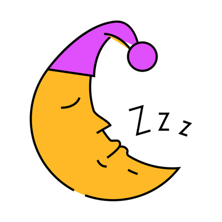 sleeping moon sleep night icon color illustrationのイラスト素材