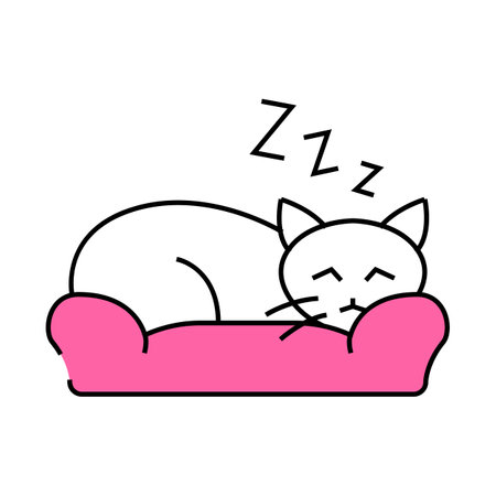 slumbering cat sleep night icon color illustrationのイラスト素材