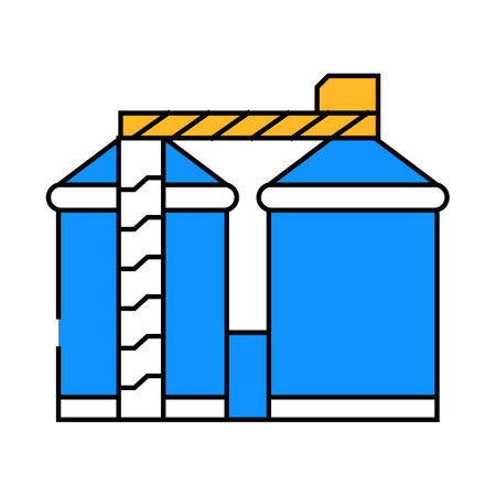 silo biomass energy icon color illustrationのイラスト素材