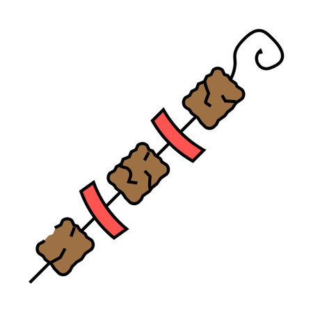 kebab skewer turkish cuisine icon color illustrationのイラスト素材